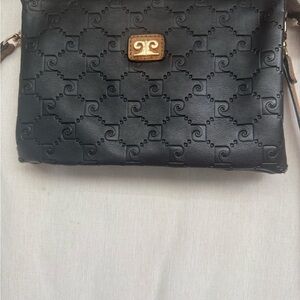 Pierre Cardin Elegant Black Embossed Shoulder Bag